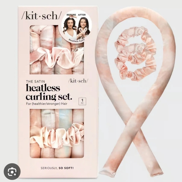 New in Box Kitsch Satin Heatless Curling Set - Pink - Picture 8 of 8